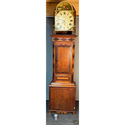 865 - 19th century Long cased grandfather clock, hand painted face, named clock maker George Wilson- Apple... 