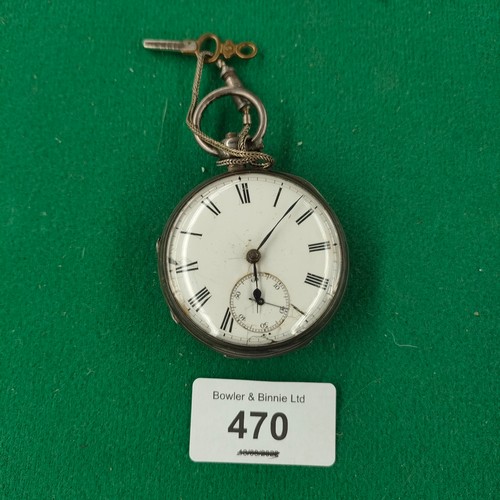 470 - Silver hall marked early pocket watch dating 1780s makers ew . Working .