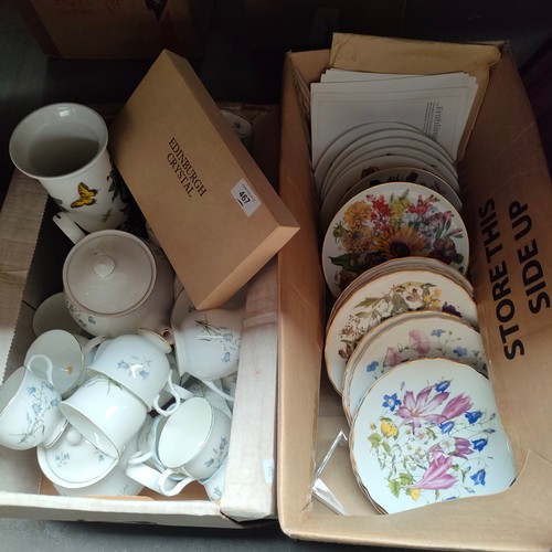 467 - Box of tea wares together with box of collectors plates etc.