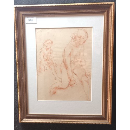 685 - Study of Nudes - red chalk [42x32cm]