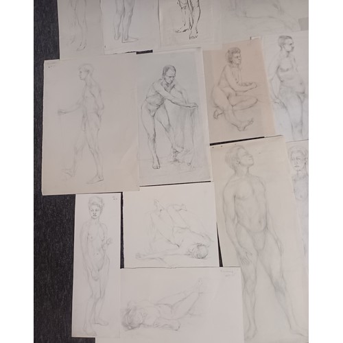 687 - A Folio of 61 life pencil drawings of naked subjects.