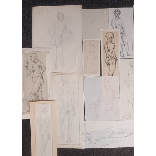 687 - A Folio of 61 life pencil drawings of naked subjects.