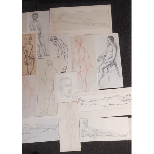 687 - A Folio of 61 life pencil drawings of naked subjects.