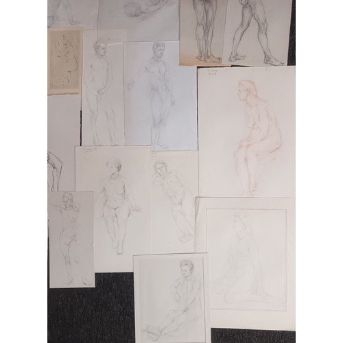 687 - A Folio of 61 life pencil drawings of naked subjects.