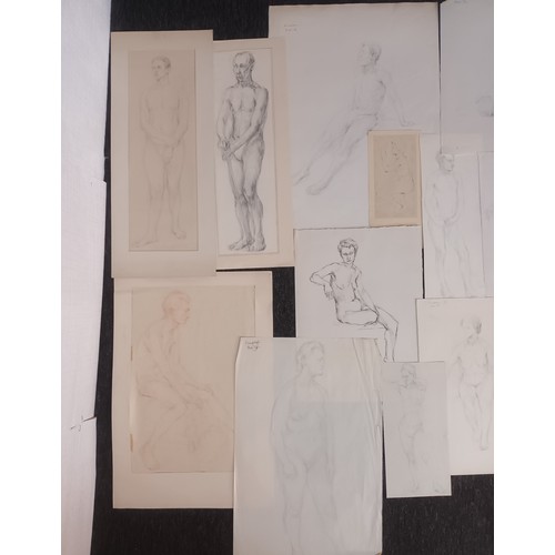 687 - A Folio of 61 life pencil drawings of naked subjects.