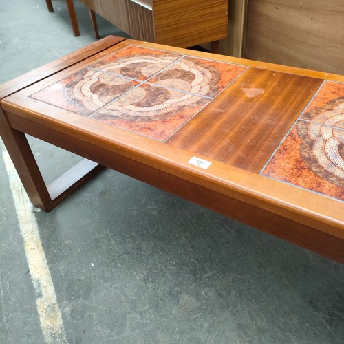 452 - Danish style mid century coffee table with tile insert.