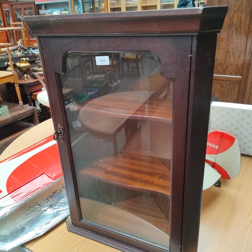 446 - Mahogany wall corner cabinet .