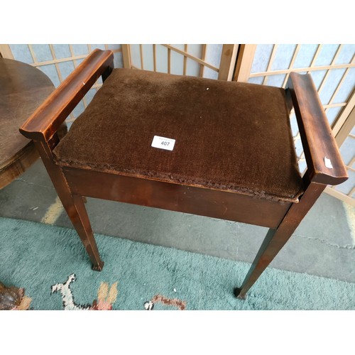 407 - Antique piano stool.