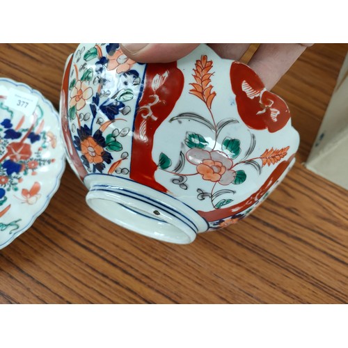 377 - Japanese early imari bowl together with Chinese plate .