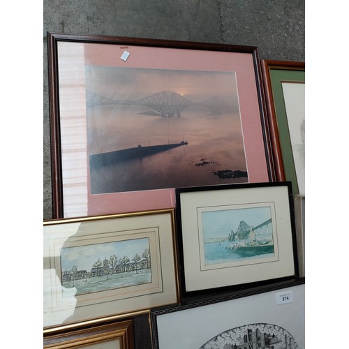 374 - Selection of prints to include forth rail bridge print .