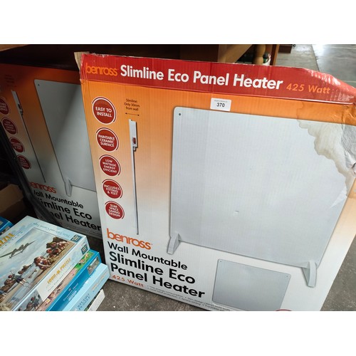 370 - 2 boxed slimline eco panel heaters.