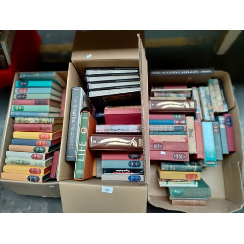 360 - 3 boxed of old books .