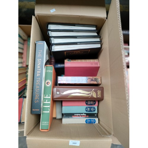 360 - 3 boxed of old books .