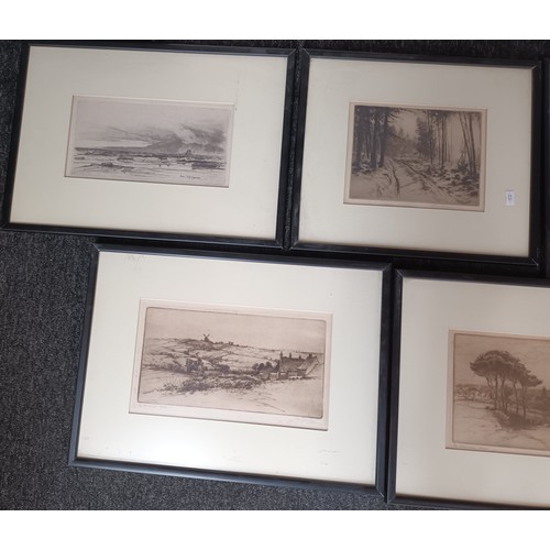 692 - 7 Original etchings by various artists to include 'Evening' by Jackson Simpson 'Morning Fishers' by ... 