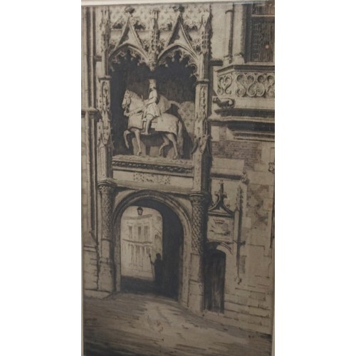 697 - Etching of Louis XII Gateway, Chateau de Blois- John Nisbet  [66x44cm]