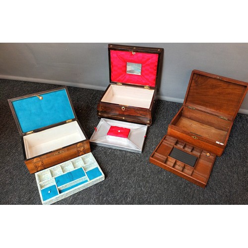 890 - Three antique sewing boxes. Includes Parquetry inlaid box and rosewood box. [Will not post]