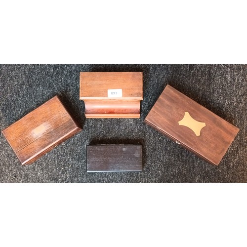 893 - Four various stationary boxes. Includes Ink well stand with red and black labels attached. [Will not... 