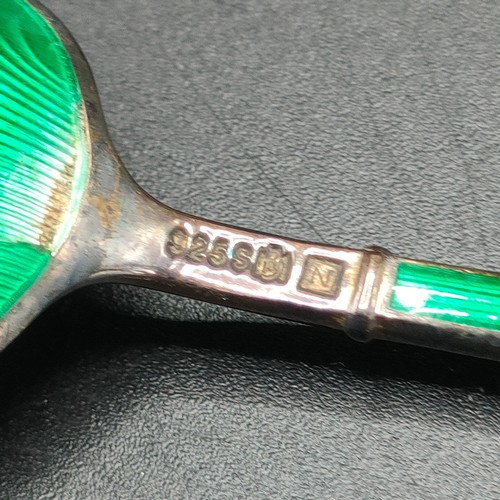 37 - Norwegian silver enamel spoon .