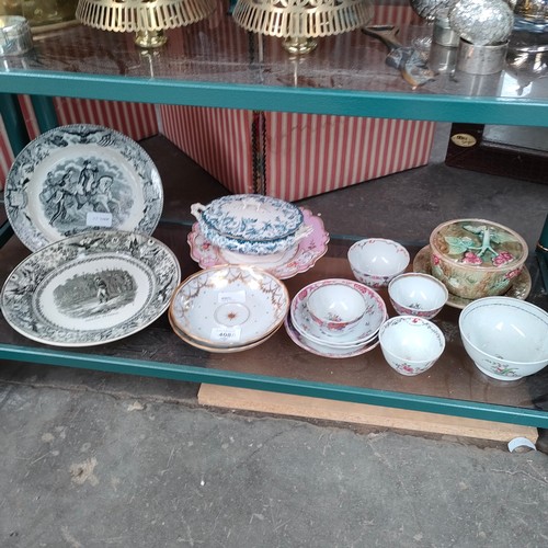 408a - Shelf of collectables includes 19th century Napoleon decorated cabinet plates , Samson wares and Maj... 