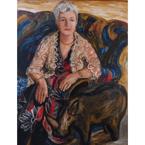 652a - Acrylic on canvas -Title 'Helen Grace and Rhino. 
Artist Lucinda L.MacKay    [116x91cm]

Lucinda Mac... 