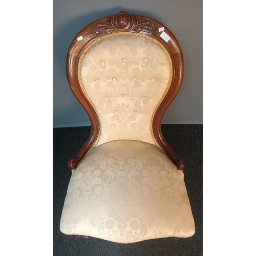 735 - Antique button back occasional chair on castors [94cm high]