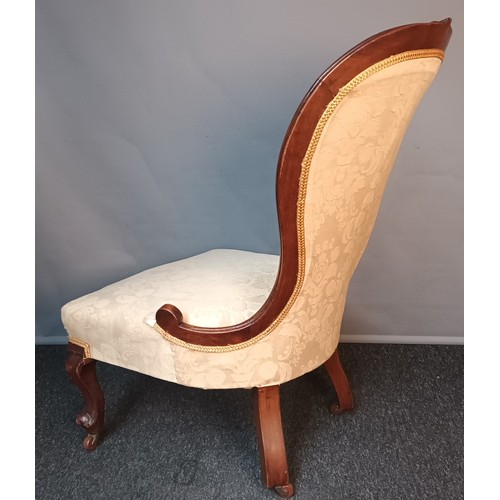 735 - Antique button back occasional chair on castors [94cm high]