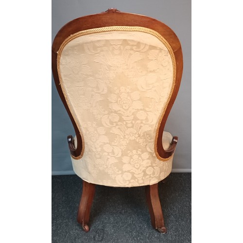 735 - Antique button back occasional chair on castors [94cm high]