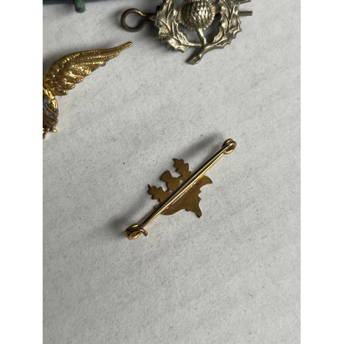 40 - Vintage RAF Sweetheart brooch, Thistle collar badge and yellow metal thistle brooch. [Will post]