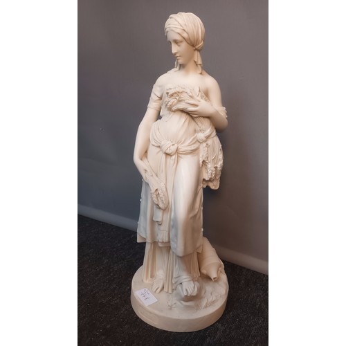 748 - Large antique Copeland Parian ware lady figurine titled 'Ruth' [47cm high] [as found to urn] [Will n... 