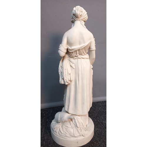 748 - Large antique Copeland Parian ware lady figurine titled 'Ruth' [47cm high] [as found to urn] [Will n... 