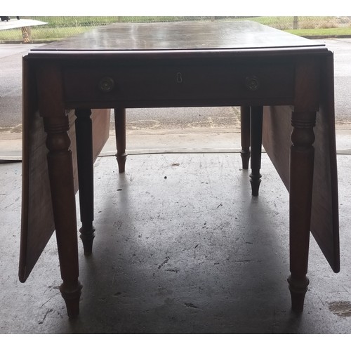 759 - Victorian drop end table, the rectangular top above a single drawer and dummy drawer to the opposite... 