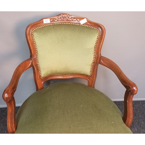 803 - Contemporary green material arm chair