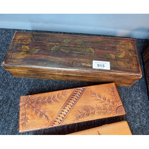 915 - A Collection of arts and crafts boxes.