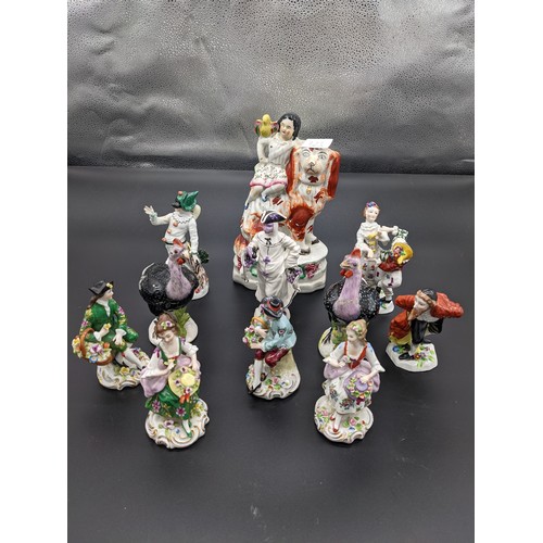 723 - Collection of 19th century porcelain figurines to include Naples (11)