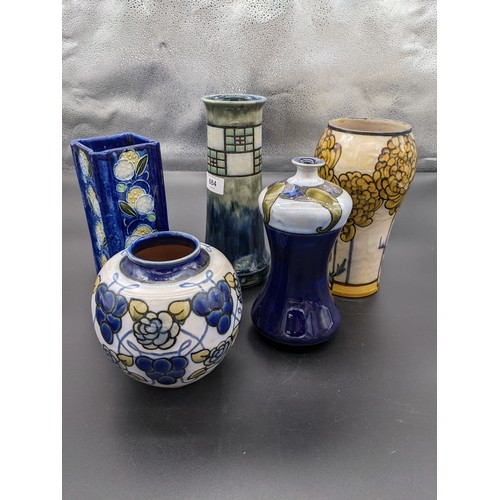 884 - Collection of Royal Doulton Lambeth art Deco and Nouveau design pottery vases (5)