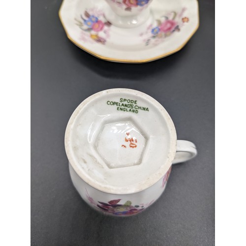 716 - Fifteen piece Copeland Spode tea set with teapot and sugar and cream