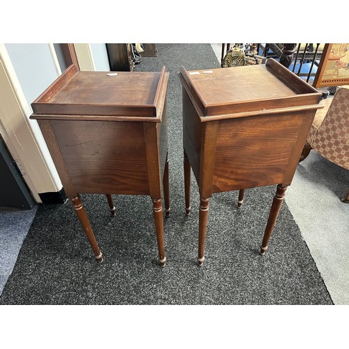 753 - Pair of 19th century bedside cabinets, the gallery top above a single door leading to interior stora... 