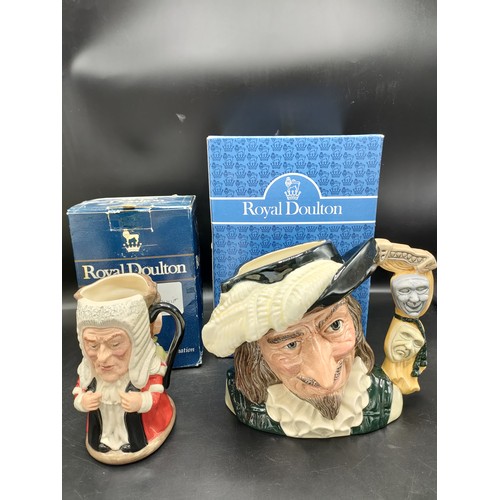 58 - Royal doulton double sided Toby jug the judge and theif together with Royal doulton Scaramouche limi... 