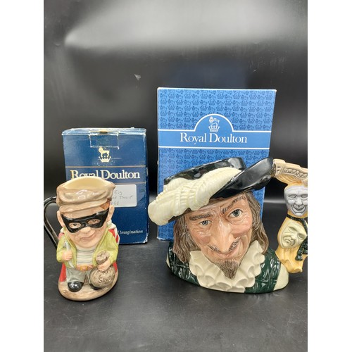 58 - Royal doulton double sided Toby jug the judge and theif together with Royal doulton Scaramouche limi... 