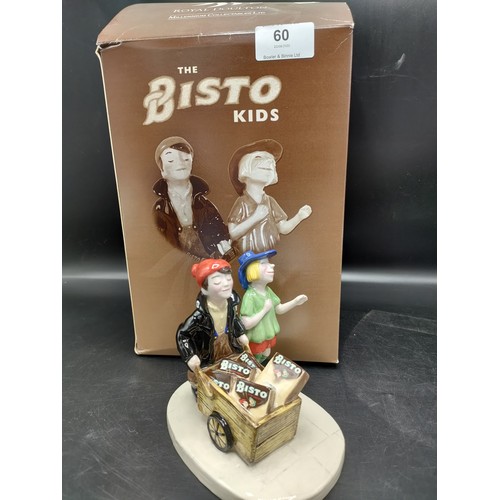 60 - Royal doulton figure the bistro kids figure with box . 12 cm in height .