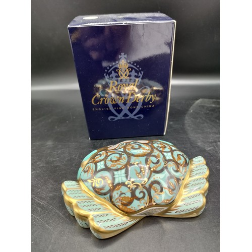 67 - Royal crown Derby Cromer Crab signed by Tien  with box .12 cm in length by 4 cm in height .