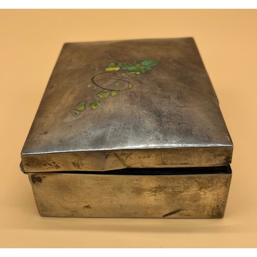 1 - Birmingham silver jewel box. Dents in areas, has signs of enamel to the lid [6x15.5x11cm]