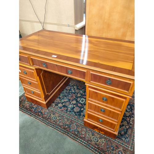 138 - Yew Wood Knee hole writing desk.