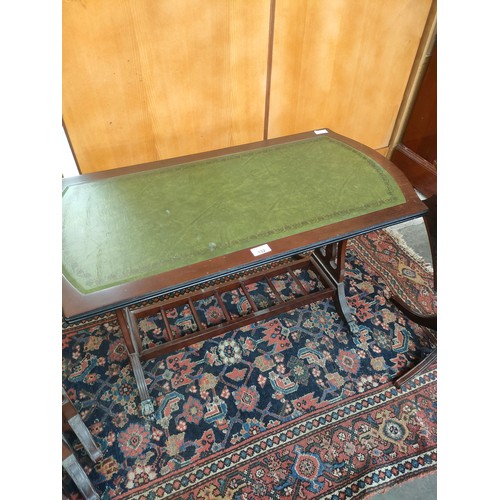 132 - Lot of Leather top tables includes telephone table, nest of tables and coffee table.