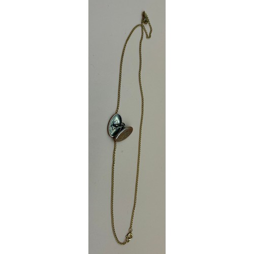 10 - 9ct gold necklace together with 9ct gold cuff link. [3.20grams] [Will post]