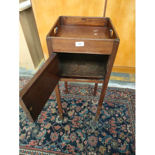 168 - 19th Century French pot cup board with gallery design top. Supported on square legs