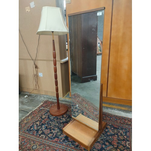 163 - Mid-Century Full-length mirror together with mid-century standard floor light.