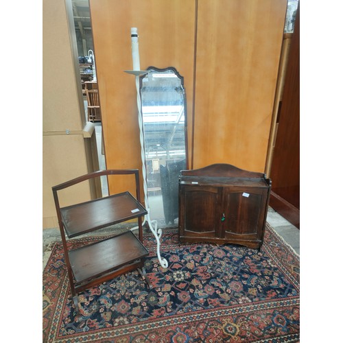 159 - Selection of Furniture to include 19th century wall cabinet, 2 tier folding plate stand, vintage can... 