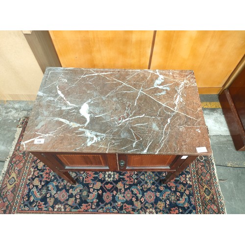 158 - Edwardian double section pot cupboard with marble top.