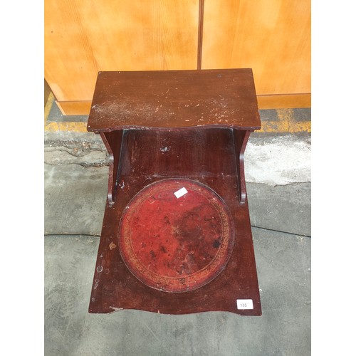 155 - Reproduction telephone table with leather writing area.